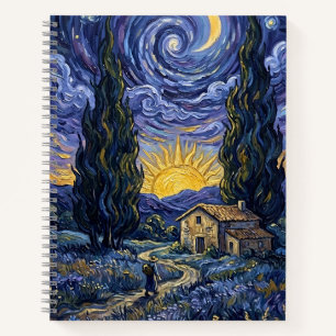 Van Gogh Style Cypress Dusk Starry Night Art Notebook