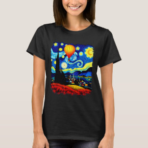 Van Gogh Style Hot Air Balloon Starry Night  T-Shirt