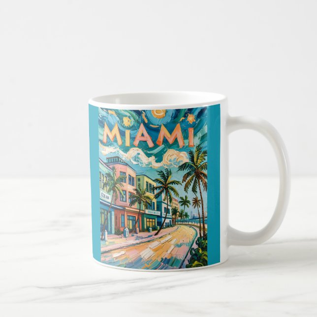 Van Gogh Style Miami Ocean Drive Colourful Beach Coffee Mug (Right)
