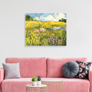 Van Gogh-Style Oil Painting of Wildflower Meadow  Canvas Print