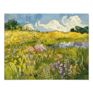 Van Gogh-Style Oil Painting of Wildflower Meadow Photo Print