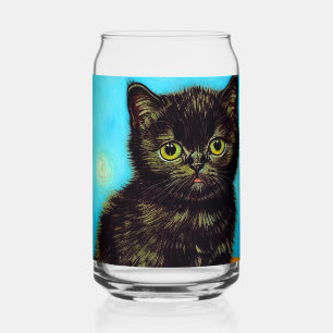 Van Gogh Style Pouting Kitten Can Glass