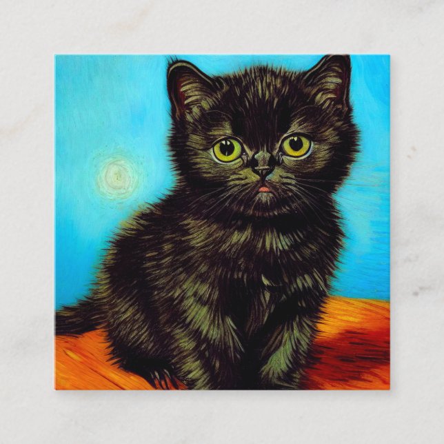 Van Gogh Style Pouting Kitten Enclosure Card (Front)