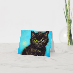 Van Gogh Style Pouting Kitten Invitation