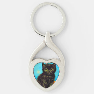 Van Gogh Style Pouting Kitten Keychain