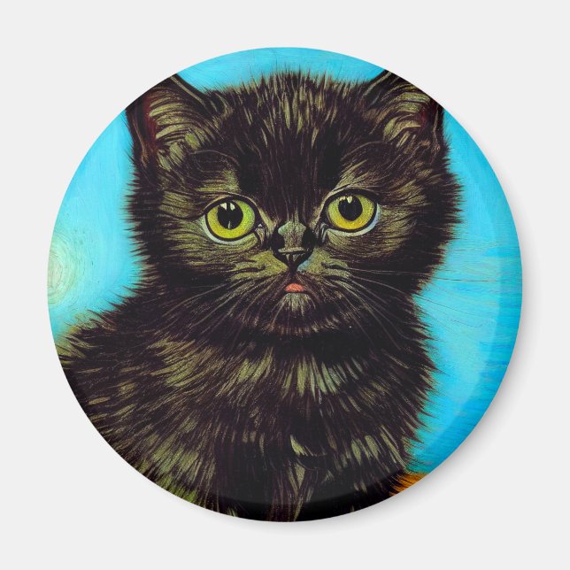 Van Gogh Style Pouting Kitten Magnet (Front)