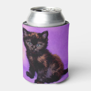 Van Gogh Style Purple Cat Can Cooler
