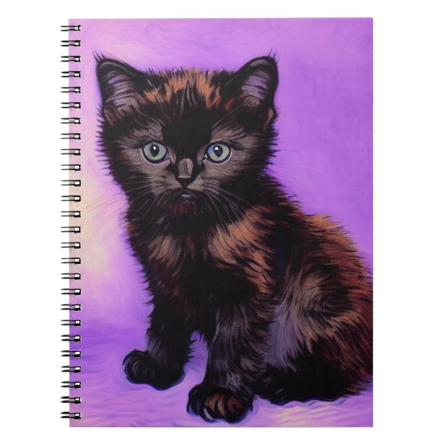Van Gogh Style Purple Cat Notebook (Front)
