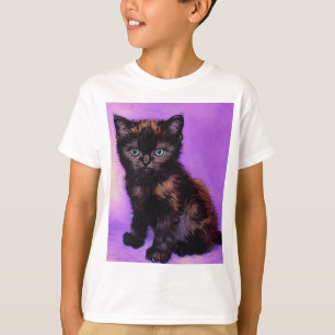 Van Gogh Style Purple Cat T-Shirt