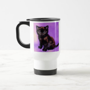 Van Gogh Style Purple Cat Travel Mug
