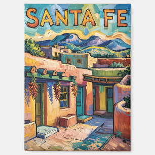 Van Gogh Style Santa Fe Travel Art with Adobe Home Magnet