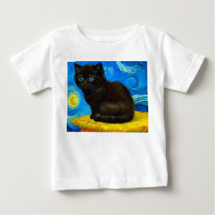 Van Gogh Style Starry Night Cat Baby T-Shirt