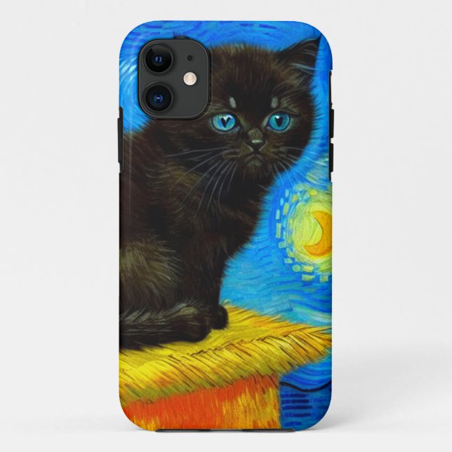 Van Gogh Style Starry Night Cat Case-Mate iPhone Case (Back)