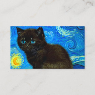 Van Gogh Style Starry Night Cat Enclosure Card