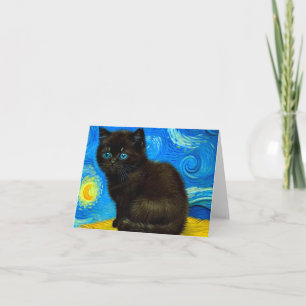 Van Gogh Style Starry Night Cat Invitation