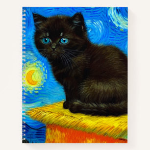 Van Gogh Style Starry Night Cat Notebook
