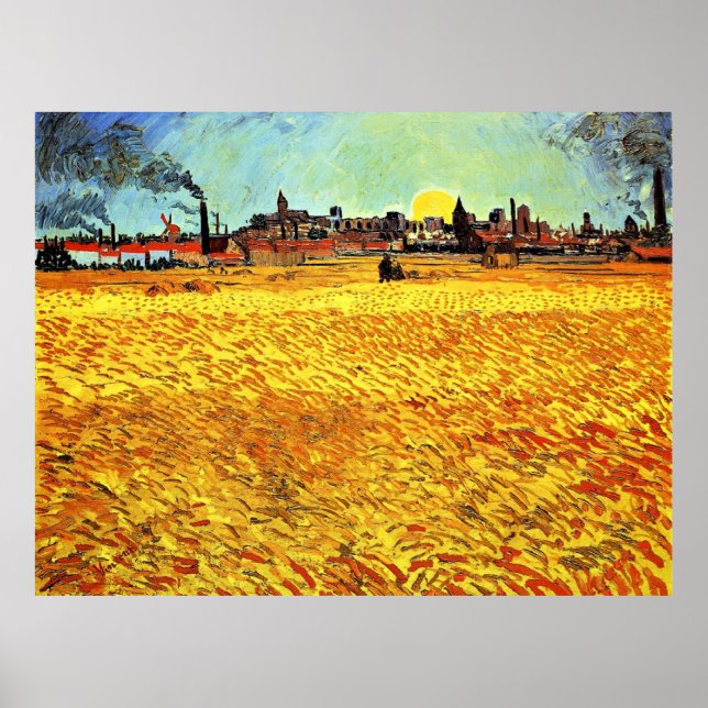 Van Gogh - Summer Evening, Wheatfield/Setting Sun Poster (Front)