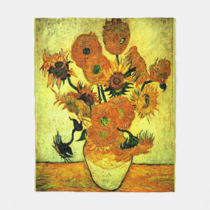 Van Gogh - Sunflowers 14, famous painting, Fleece Blanket