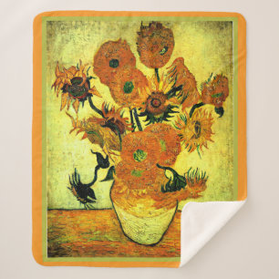 Van Gogh - Sunflowers 14, famous painting, Sherpa Blanket