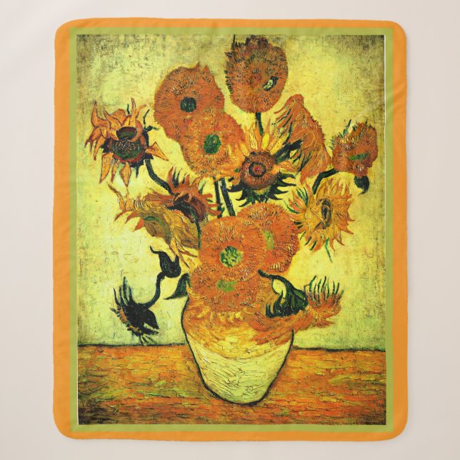 Van Gogh - Sunflowers 14, famous painting, Sherpa Blanket (Front)