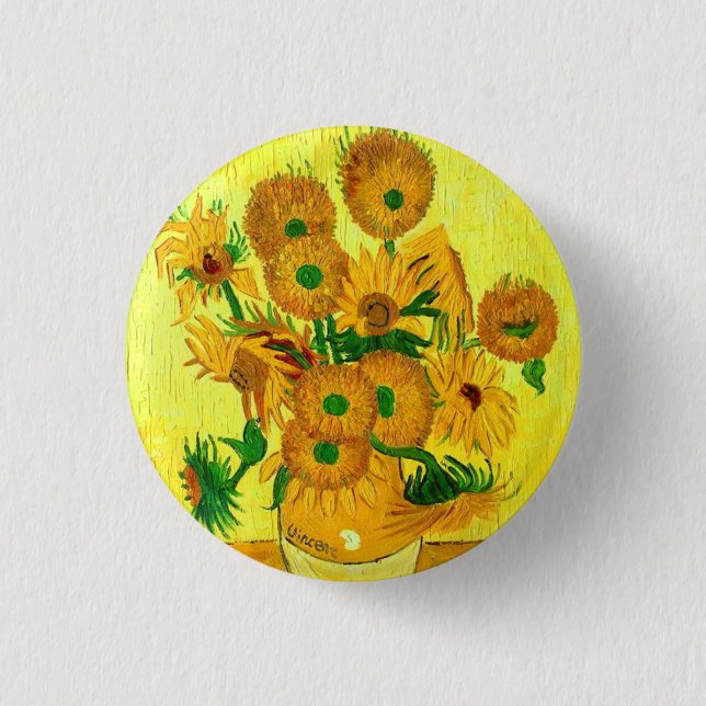 Van Gogh Sunflowers 1 Inch Round Button (Front)