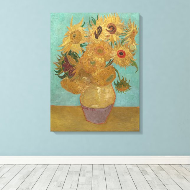Van Gogh - Sunflowers, 3rd Version, Repetition Canvas Print (Insitu(Wood Floor))