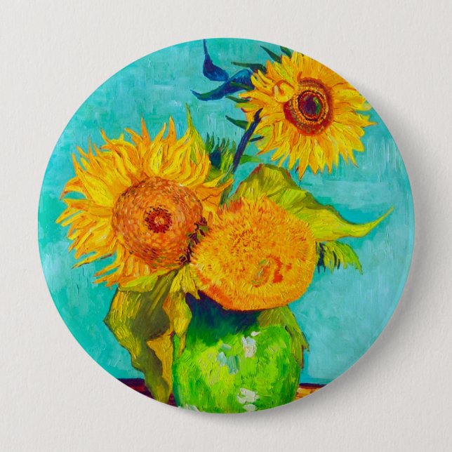 Van Gogh Sunflowers  4 Inch Round Button (Front)