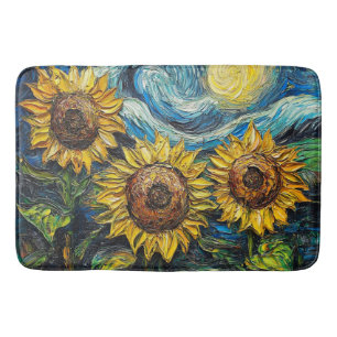 Van Gogh sunflowers and starry night  Bath Mat