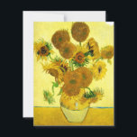Van Gogh Sunflowers Invitations<br><div class="desc">Van Gogh Sunflowers invitations. Oil painting on canvas from 1888. Vase with Fifteen Sunflowers is one of Vincent Van Gogh’s most beloved still life works. The brilliant use of yellows quietly evokes the end of summer. A great gift for fans of sunflowers, Van Gogh, impressionism, and still life art.</div>