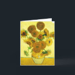 Van Gogh Sunflowers Note Card<br><div class="desc">Van Gogh Sunflowers note card. Oil painting on canvas from 1888. Vase with Fifteen Sunflowers is one of Vincent Van Gogh’s most beloved still life works. The brilliant use of yellows quietly evokes the end of summer. A great gift for fans of sunflowers, Van Gogh, impressionism, and still life art....</div>