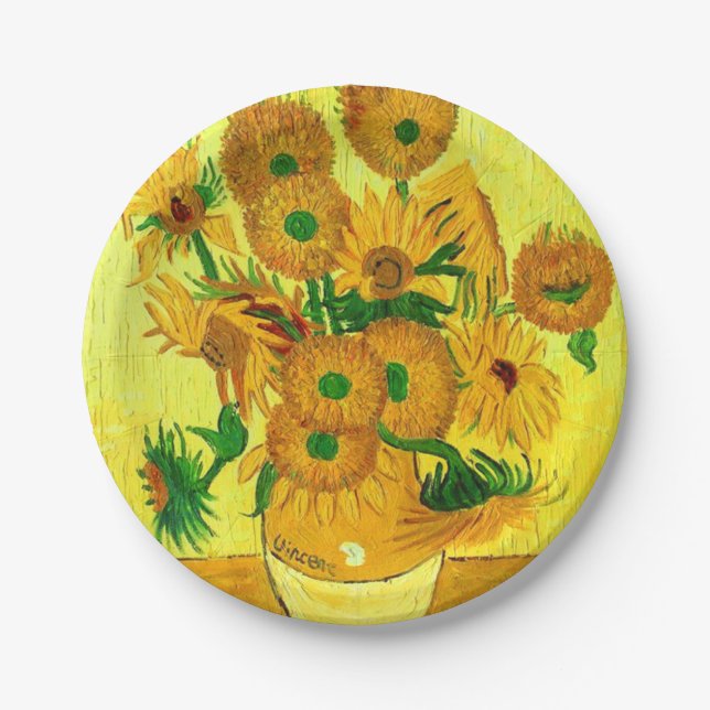 Van Gogh Sunflowers Paper Plate (Front)