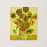 Van Gogh Sunflowers Puzzle<br><div class="desc">Van Gogh Sunflowers puzzle. Oil painting on canvas from 1888. Vase with Fifteen Sunflowers is one of Vincent Van Gogh’s most beloved still life works. The brilliant use of yellows quietly evokes the end of summer. A great gift for fans of sunflowers, Van Gogh, impressionism, and still life art.</div>