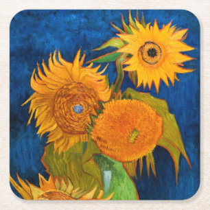 Van Gogh Sunflowers Square Paper Coaster