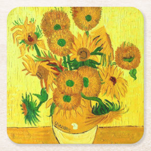 Van Gogh Sunflowers Square Paper Coaster