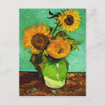Van Gogh - Sunflowers, Three Postcard<br><div class="desc">Van Gogh floral painting,  Sunflowers (3),  postcard.</div>