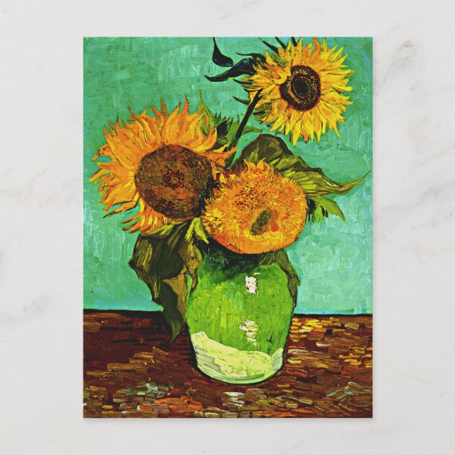 Van Gogh - Sunflowers, Three Postcard (Front)