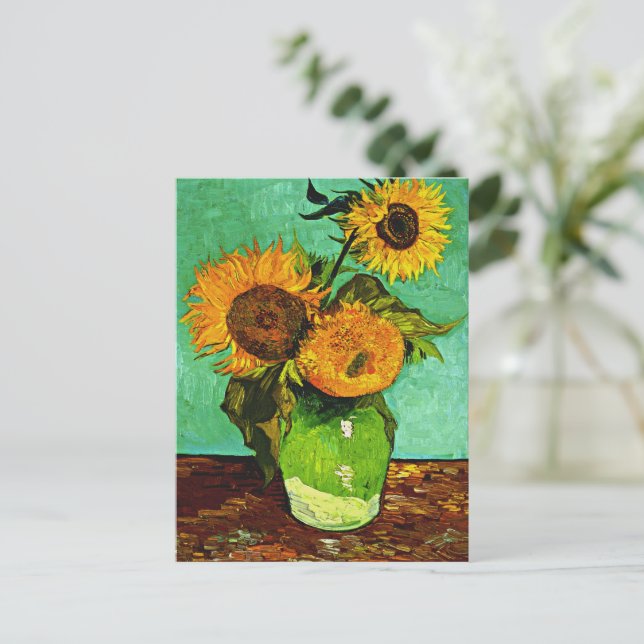 Van Gogh - Sunflowers, Three, Postcard (Standing Front)