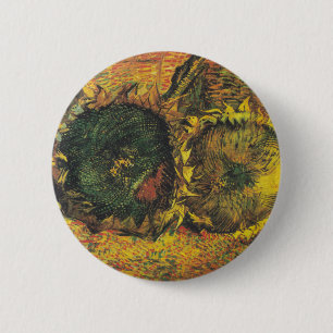 Van Gogh Sunflowers - Vintage Golden Floral Art 2 Inch Round Button