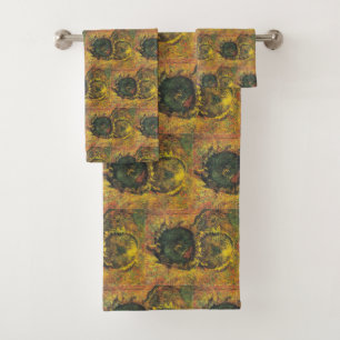 Van Gogh Sunflowers - Vintage Golden Floral Art Bath Towel Set