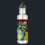 Van Gogh Tabby Cat 710 Ml Water Bottle<br><div class="desc">Water Bottle featuring a tabby cat in the style of Van Gogh! This sweet kitty adorably poses on a wooden floor against red walls and a window. An awesome gift for cat lovers and Dutch art collectors!</div>