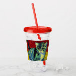 Van Gogh Tabby Cat Acrylic Tumbler<br><div class="desc">Acrylic Tumbler featuring a tabby cat in the style of Van Gogh! This sweet kitty adorably poses on a wooden floor against red walls and a window. An awesome gift for cat lovers and Dutch art collectors!</div>