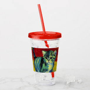 Van Gogh Tabby Cat Acrylic Tumbler
