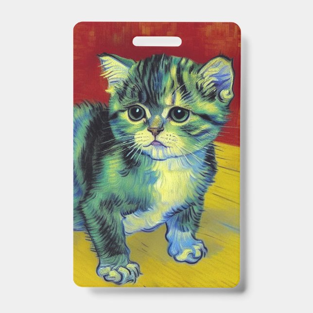 Van Gogh Tabby Cat Badge (Front)