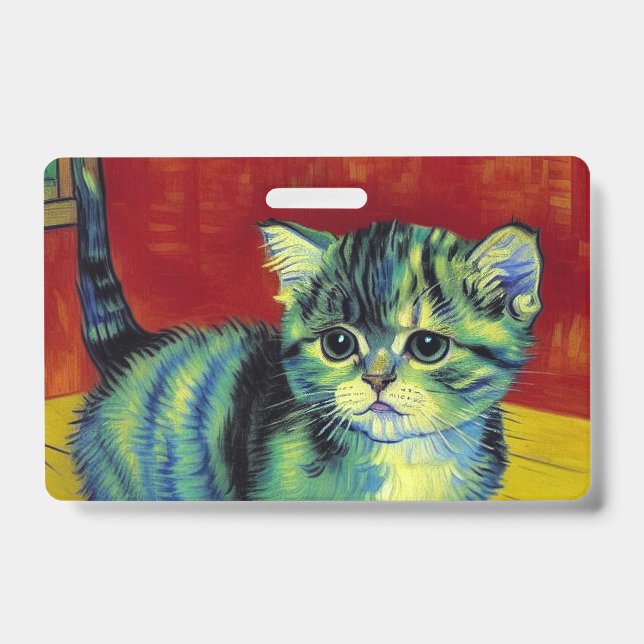 Van Gogh Tabby Cat Badge (Front)