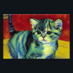 Van Gogh Tabby Cat Photo Print<br><div class="desc">Photo Print featuring a tabby cat in the style of Van Gogh! This sweet kitty adorably poses on a wooden floor against red walls and a window. An awesome gift for cat lovers and Dutch art collectors!</div>