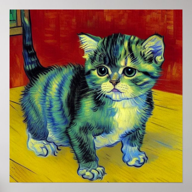 Van Gogh Tabby Cat Poster (Front)