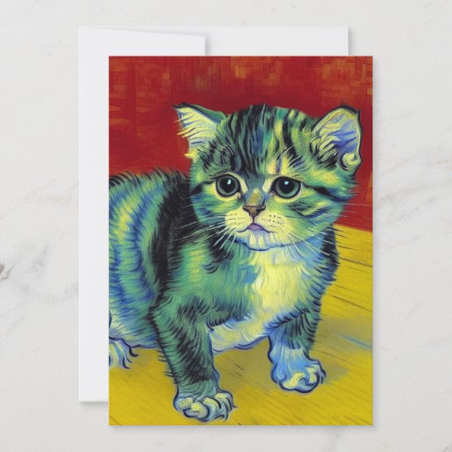 Van Gogh Tabby Cat Save The Date (Front)