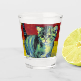 Van Gogh Tabby Cat Shot Glass