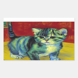 Van Gogh Tabby Cat Sticker