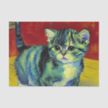Van Gogh Tabby Cat Tissue Paper<br><div class="desc">Tissue Paper featuring a tabby cat in the style of Van Gogh! This sweet kitty adorably poses on a wooden floor against red walls and a window. An awesome gift for cat lovers and Dutch art collectors!</div>